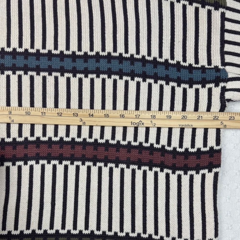 Vintage 90s Cambridge Classics Men Large Knit Sweater Retro Stripe Ribbed Cotton - Picture 4 of 7